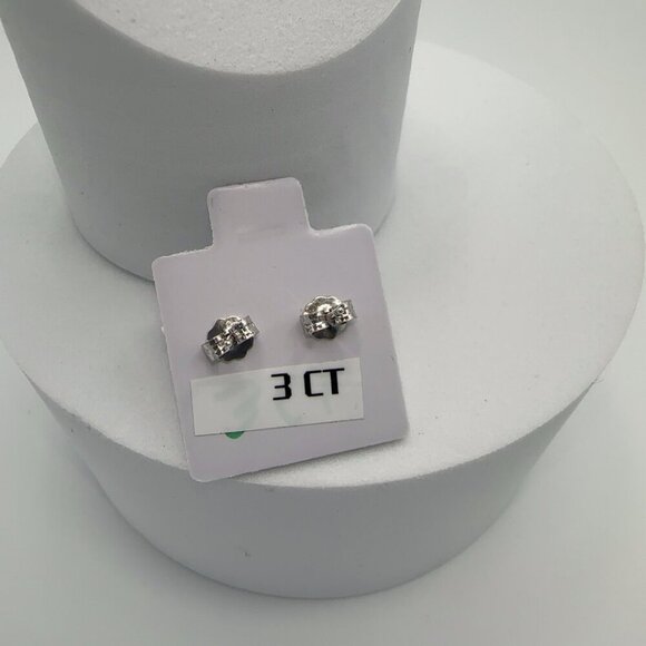 Cubic Zirconia Stud Earrings 925 Sterling Silver 3 ct - Picture 10 of 10